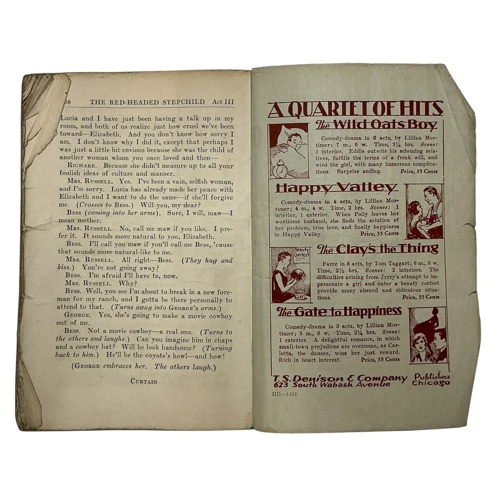 1931 The Red-Headed Stepchild Charles George Denison's Select‎ Plays Script Vtg